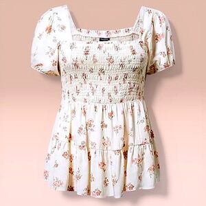 TORRID Smocked Babydoll Top Floral Pristine NWT Size 2X